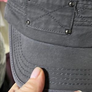 D&Y Gray Military-Style Hat with Flat Top